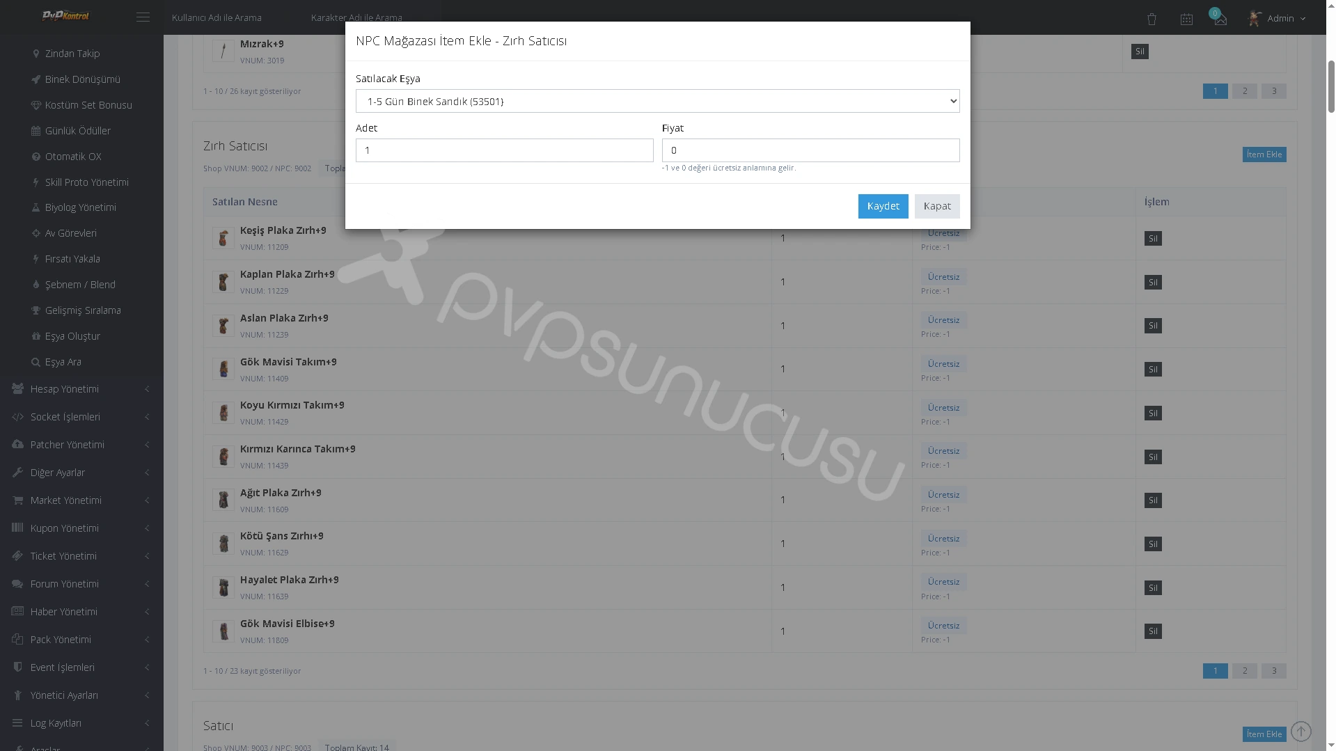 PvPKontrol - Oyun Yönetimi İşlemleri görseli 52