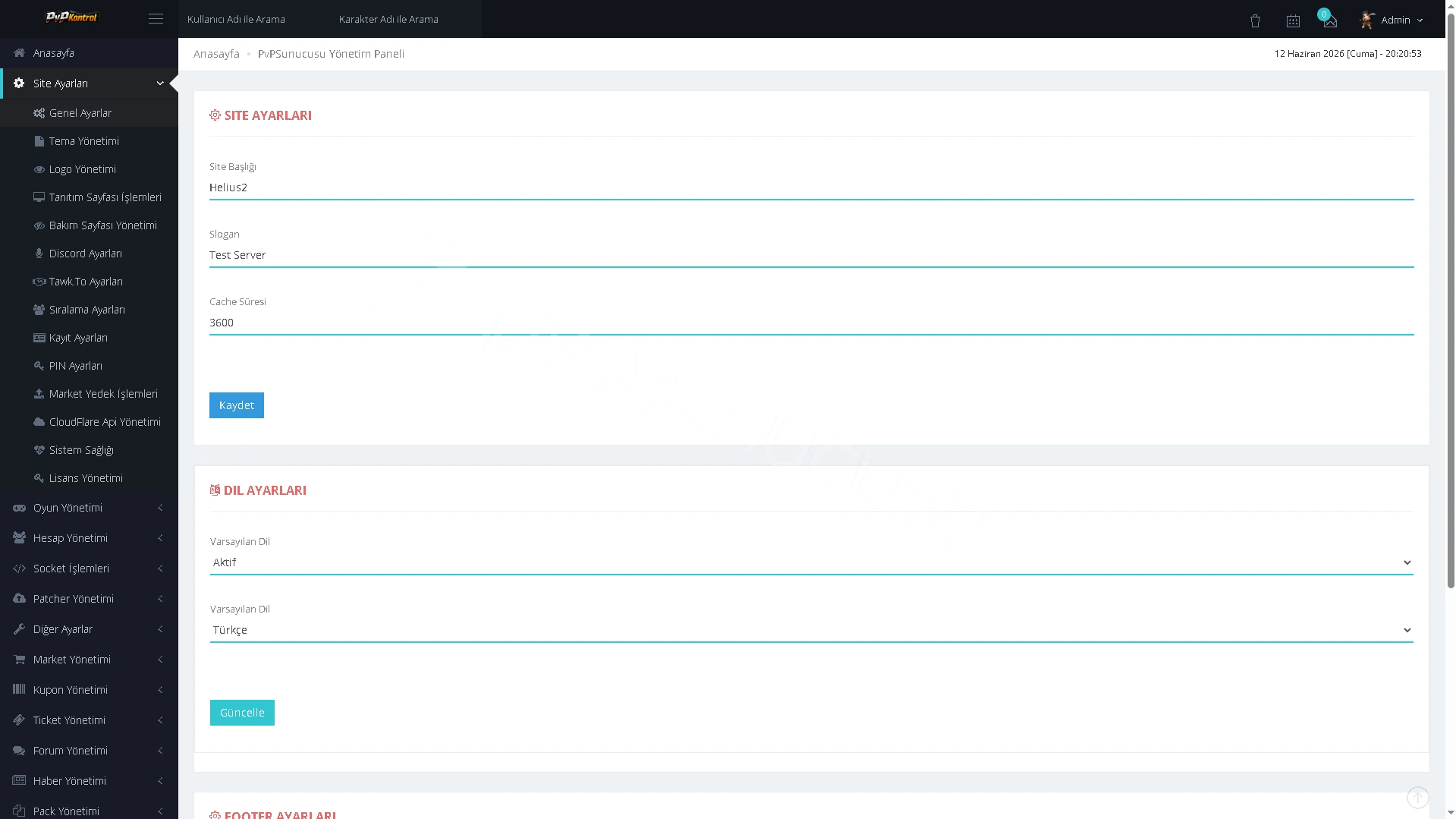 PvPKontrol - Site Ayarları İşlemleri görseli 1