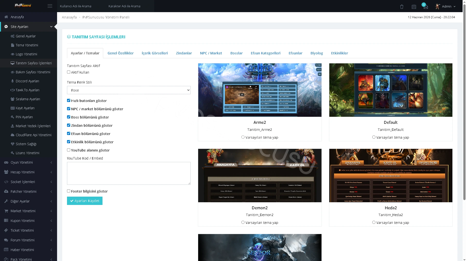 PvPKontrol - Site Ayarları İşlemleri görseli 10