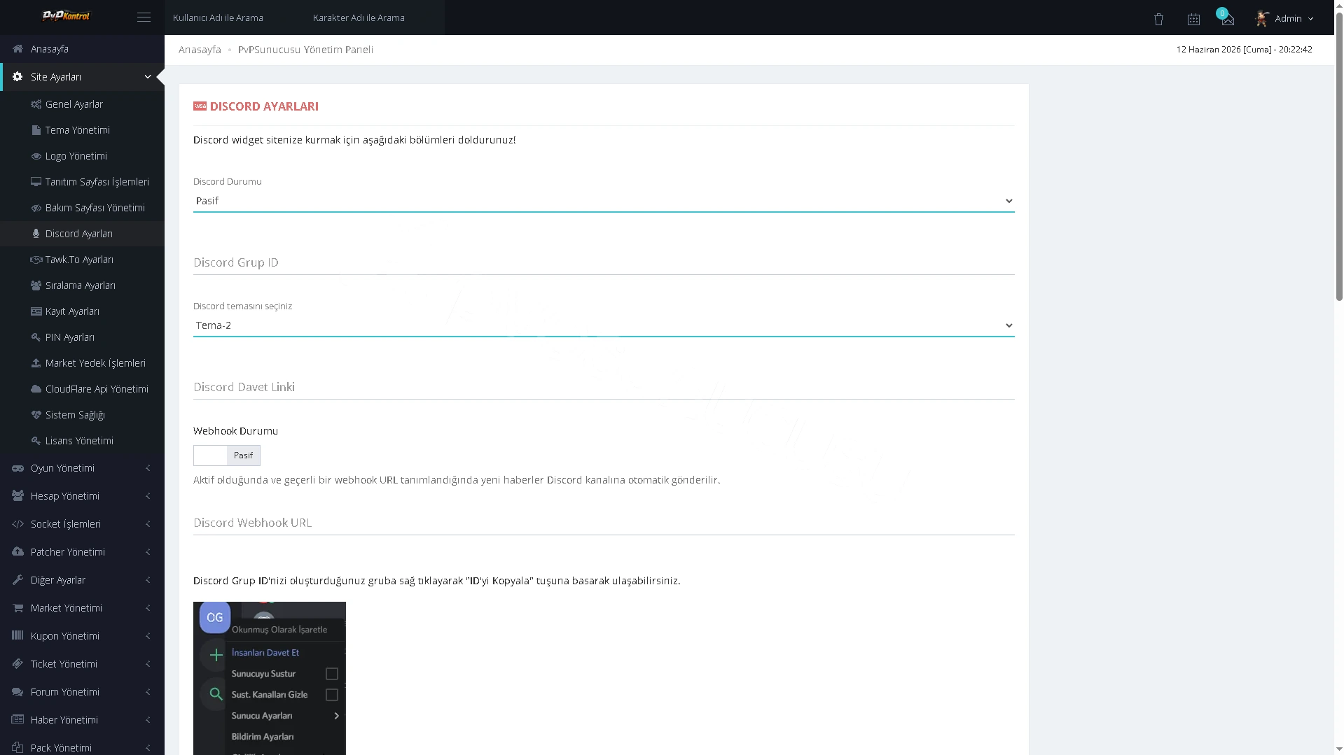 PvPKontrol - Site Ayarları İşlemleri görseli 13