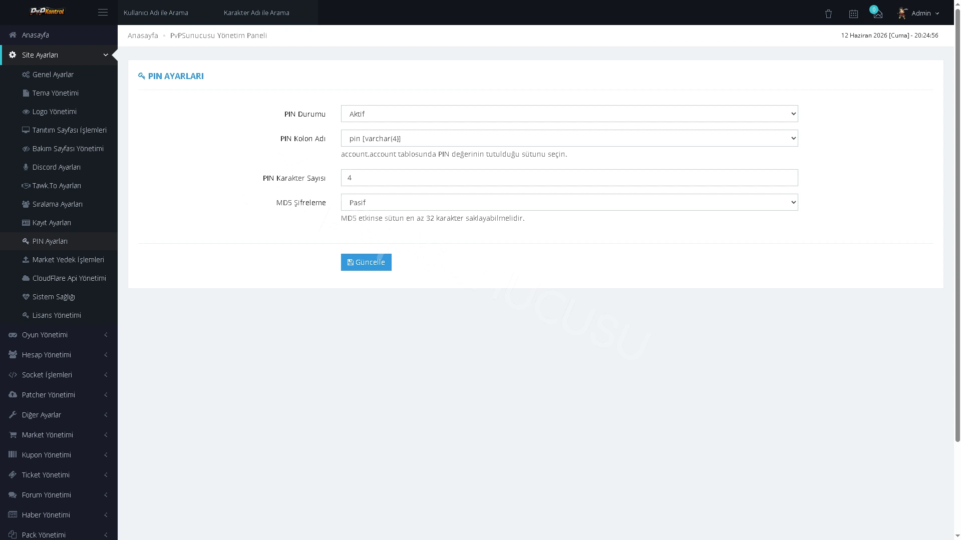 PvPKontrol - Site Ayarları İşlemleri görseli 18