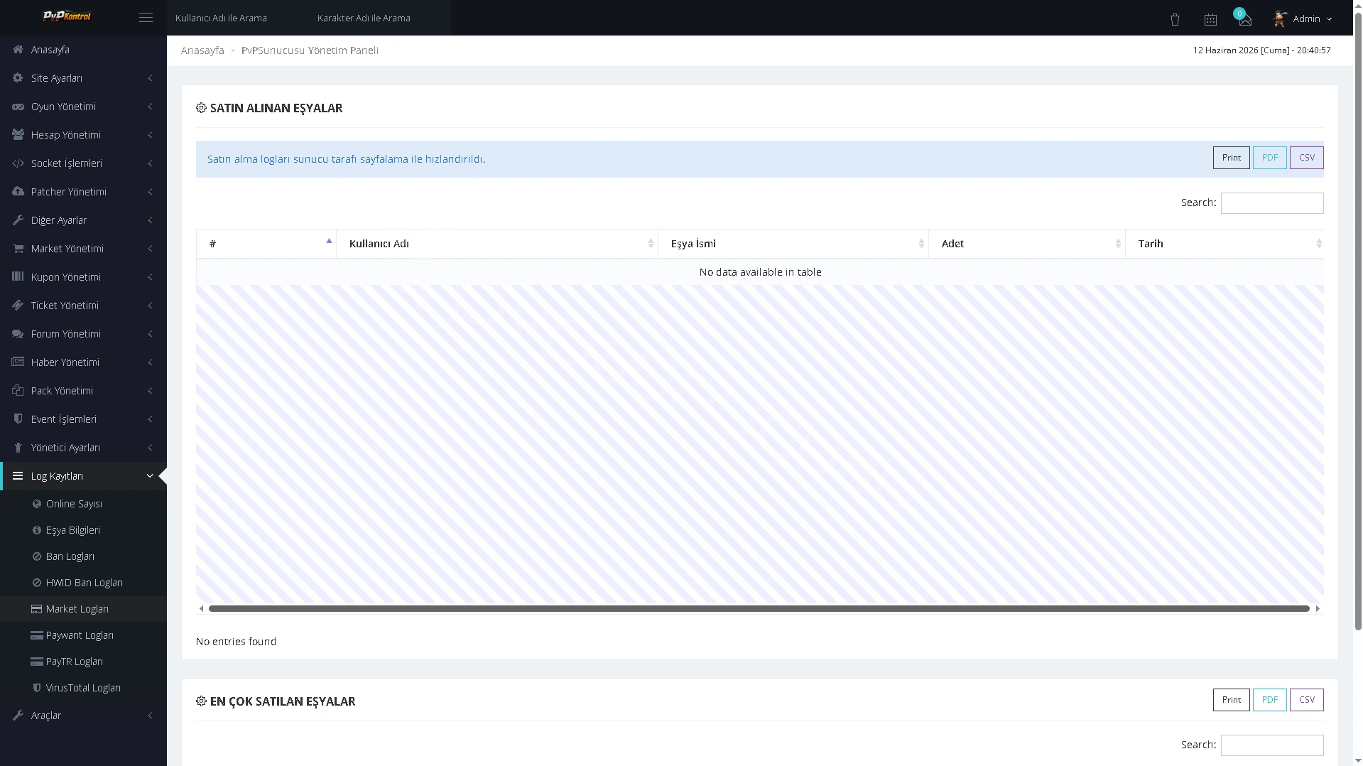 PvPKontrol - Log Kayıtları İşlemleri görseli 5
